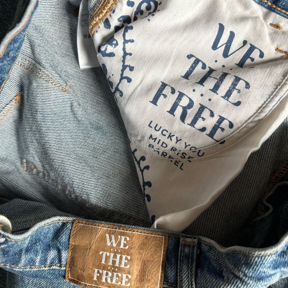 Free People We The Free Good Luck Mid-Rise Barrel Jeans Ultra Light Beam Size 29 - Picture 7 of 10